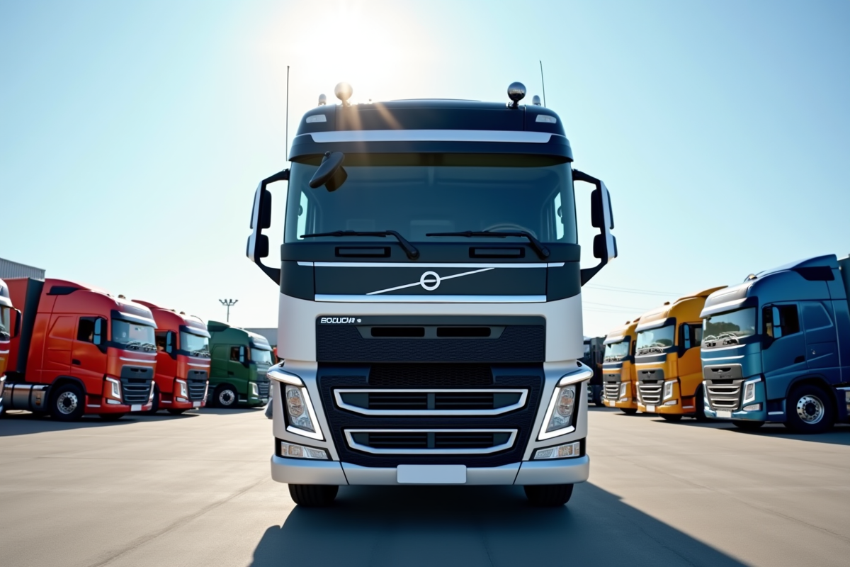Camion de 26 tonnes bien entretenu en plein jour sur un parking