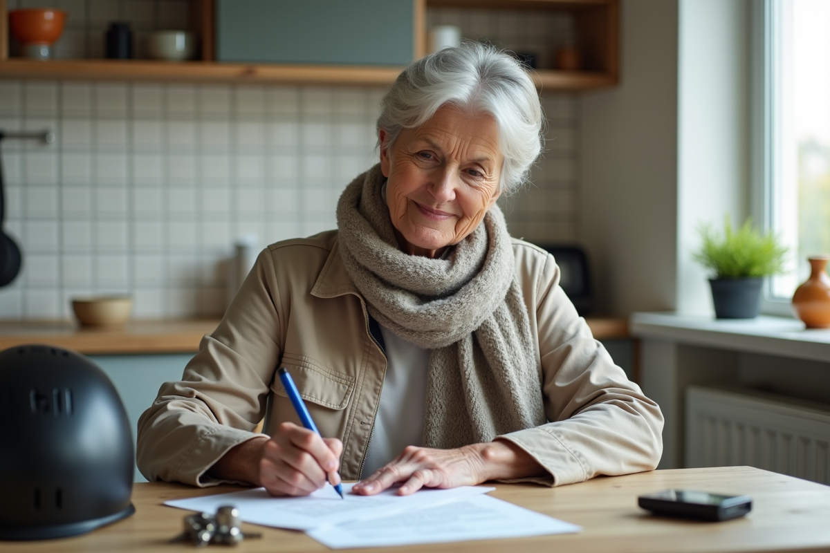 Femme remplissant des formulaires d
