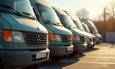 Ligne de fourgons utilitaires d'occasion en plein jour