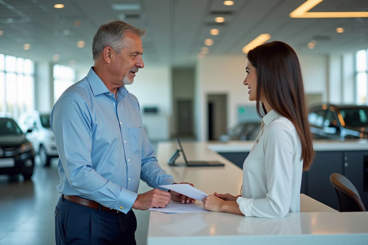 Homme discutant avec une agent d