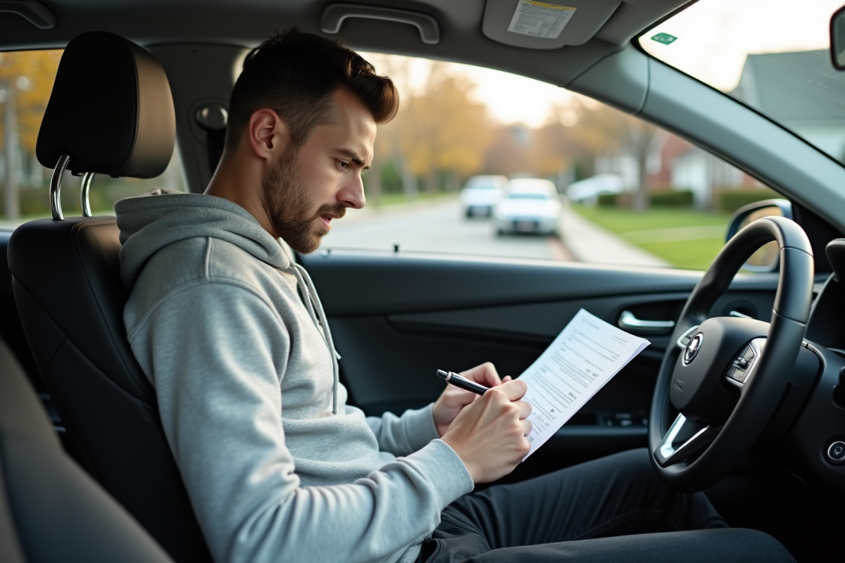 Jeune homme remplissant un formulaire d