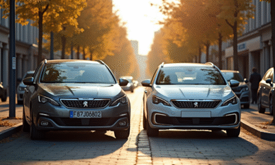 Peugeot 308 ancienne et nouvelle côte à côte en ville