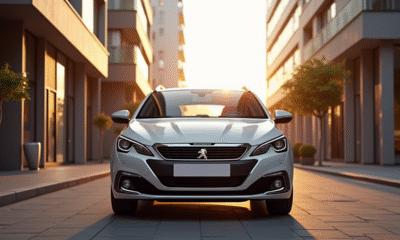 Peugeot 308 SW en ville au coucher du soleil