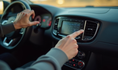 Main appuyant sur l'écran tactile de la Renault Clio 4